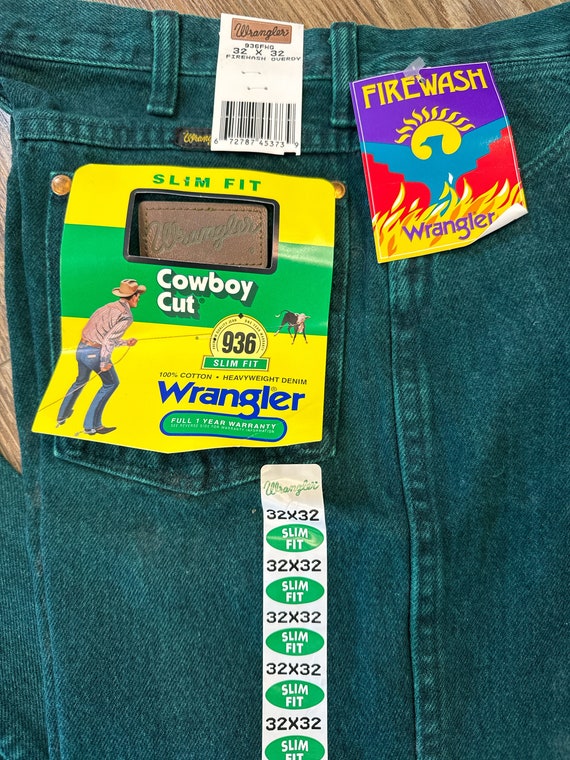 Vintage Over Dyed GREEN Cowboy Cut Wrangler Jeans… - image 2