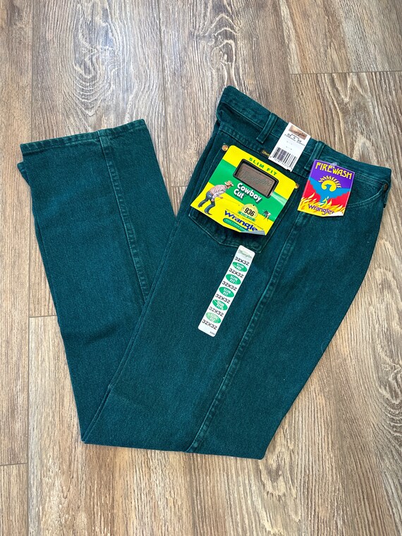 Vintage Over Dyed GREEN Cowboy Cut Wrangler Jeans… - image 1