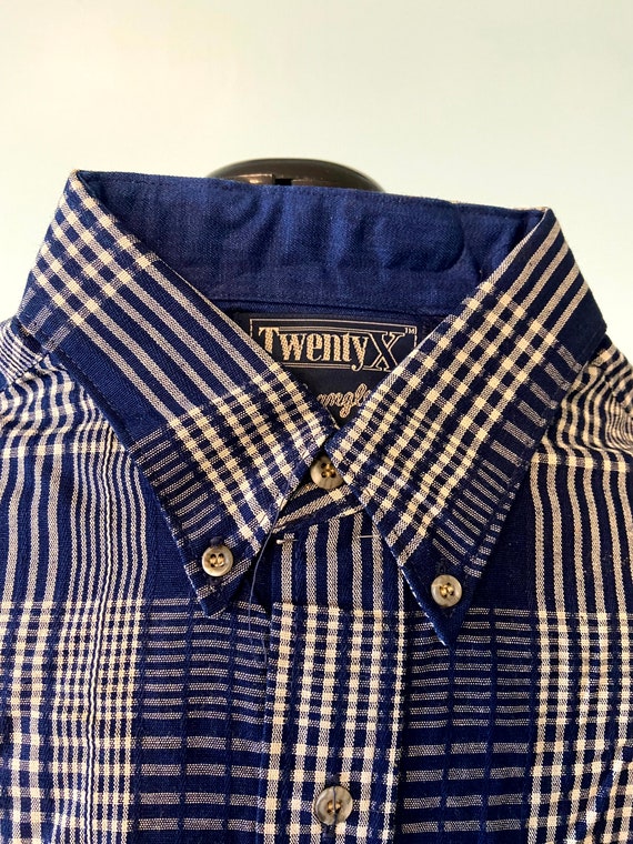 Vintage Western Wranglers Men's Dress Shirt Blue … - image 4