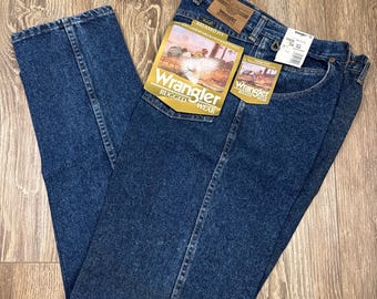 Vintage Wrangler Relaxed Fit Jeans: Antique Blue Denim, NWT Made in USA (34x34)