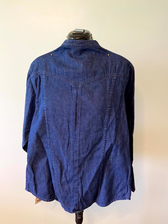 Vintage Wrangler Solid Blue Dress Shirt NWT, Woma… - image 2