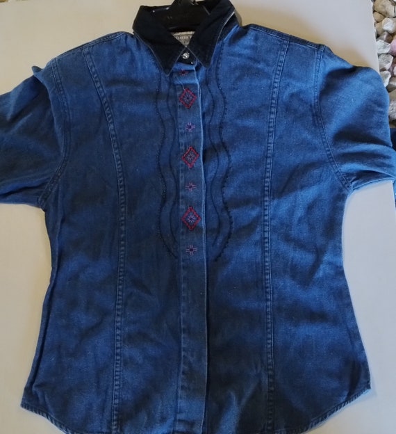 Vintage Wrangler Western Wear Denim Dress Shirt N… - image 6