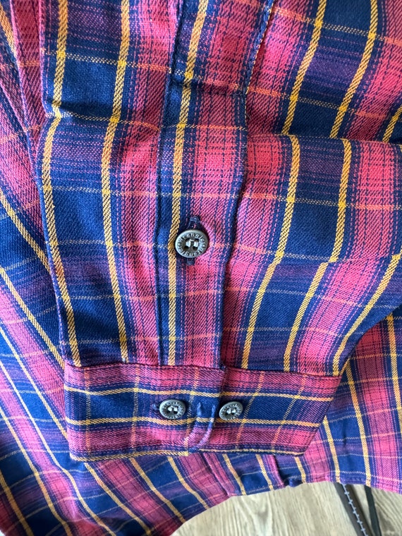 Vintage Wrangler Gold Buckle Red and Blue Plaid. … - image 4