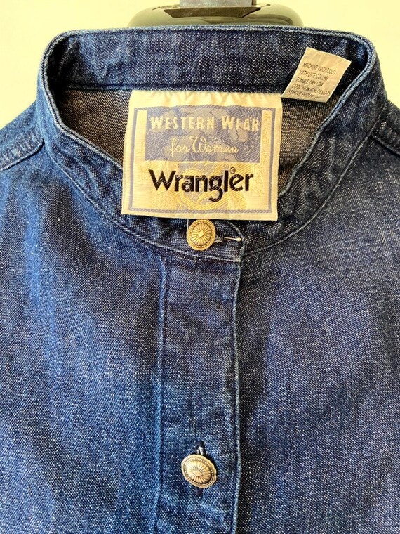 Vintage Wrangler Solid Blue Dress Shirt NWT, Woma… - image 3