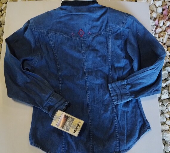 Vintage Wrangler Western Wear Denim Dress Shirt N… - image 8