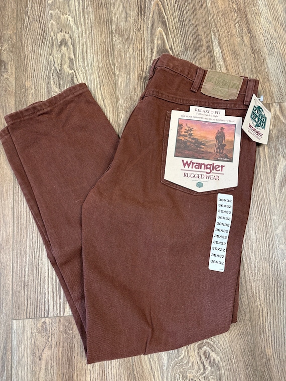 Men's Brown Rugged Wear Jeans Vintage Wrangler NW… - image 1