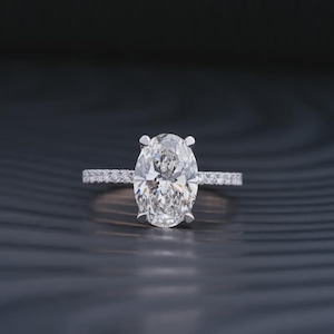 3Ct Oval Solitaire Moissanite Diamond Ring | 925 Sterling Silver Engagement Ring | Moissanite Ring for Women | Dainty Wedding Jewelry