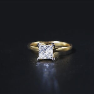 1Ct Princess Cut Moissanite Ring | 925 Sterling Silver Moissanite Diamond Ring | Solitaire Engagement Ring for Women | Gift Jewelry
