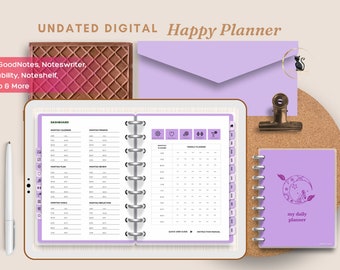 Realistic Digital HappyPlanner, Hyperlinked Planner, Editable, Daily Weekly Monthly, Modern Planner, Event Planner, GoodNotes Planner Purple