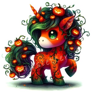 Jack O Lantern Unicorn Clipart 10 High Res Jpgs, Watercolor Cute Halloween, Kids Halloween ...