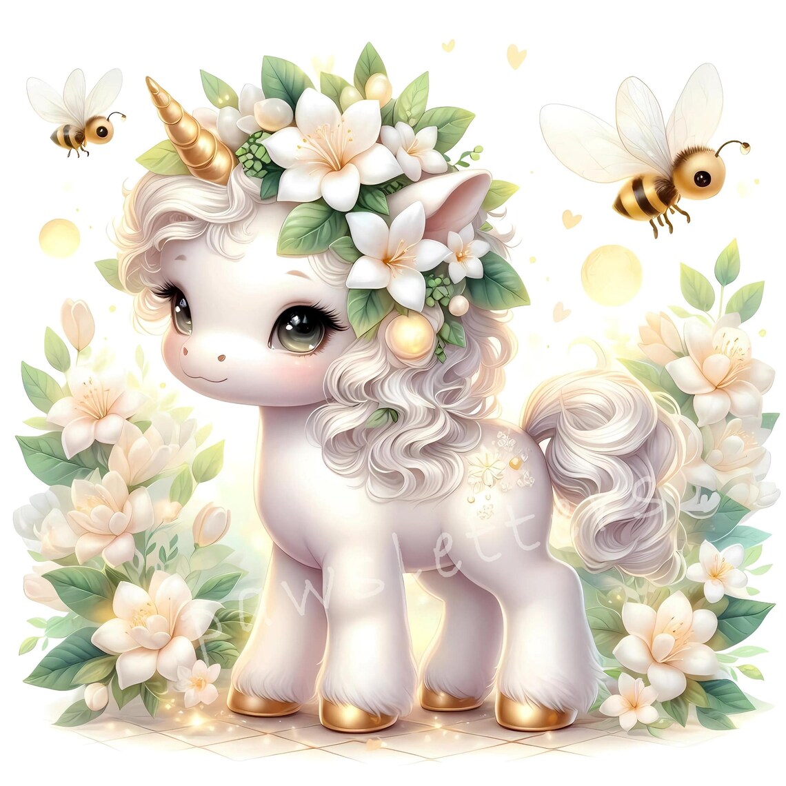 Floral Unicorns Clipart | Set of 10 | High Quality 300 DPI Jpegs ...
