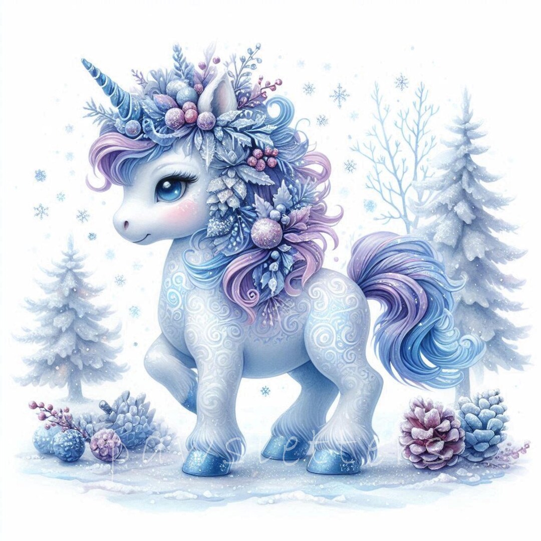 Winter Wonderland Unicorn Clipart | Set of 10 | High Quality 300 DPI ...
