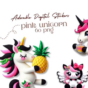Baby Unicorn PNG Bundle, Cute Unicorn, Pink Unicorn PNG Bundle Kawaii Girly, Ipad Digital Stickers, Magic Unicorn Digital Planner Stickers