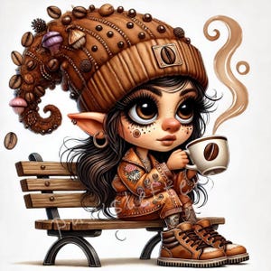Clipart Gnome génial | Lot de 10 | JPEG 300 ppp haute qualité | Rock and Roll Gnome, Clipart nain de café, téléchargements numériques, usage Commercial