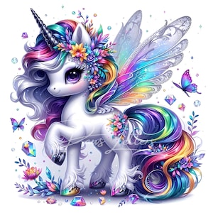 Watercolor Baby Unicorn Clipart 10 High Res Watercolor JPGs Rainbow Unicorn Clipart, Fantastical Cute Unicorn, Magic Unicorn, Commercial Use