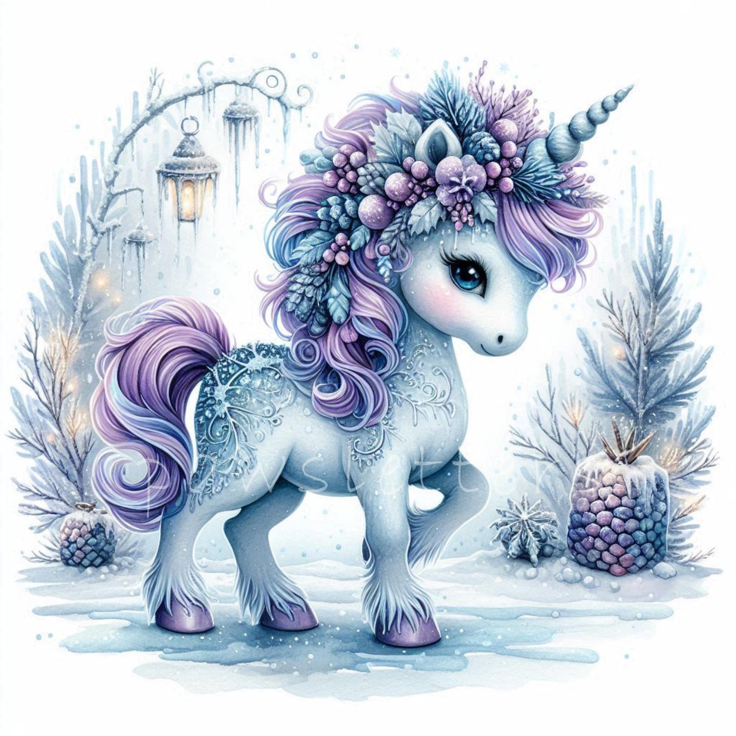 Winter Wonderland Unicorn Clipart | Set of 10 | High Quality 300 DPI ...