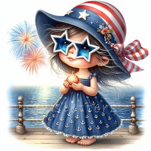 Bundle de cliparts gnome patriotique, fierté américaine du 4 juillet, JPG du 4 juillet, jour des anciens combattants, gnomes américains du Memorial Day, usage commercial gratuit