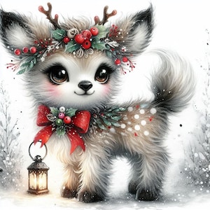 Christmas Reindeer Fawn Clipart | Set of 10 | High Quality 300 DPI ...