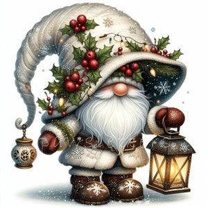 Clipart de gnomos de invierno / Juego de 10 / JPEG de alta calidad de 300 DPI / Gnomos navideños para vacaciones de invierno / Clipart navideño en acuarela / Imprimibles