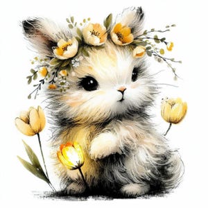 Buttercup Bunny Clipart | Set of 10 | High Quality 300 DPI JPEGs | Spring Animals | Hello Spring Printable Cute Animals, Digital Paper Craft