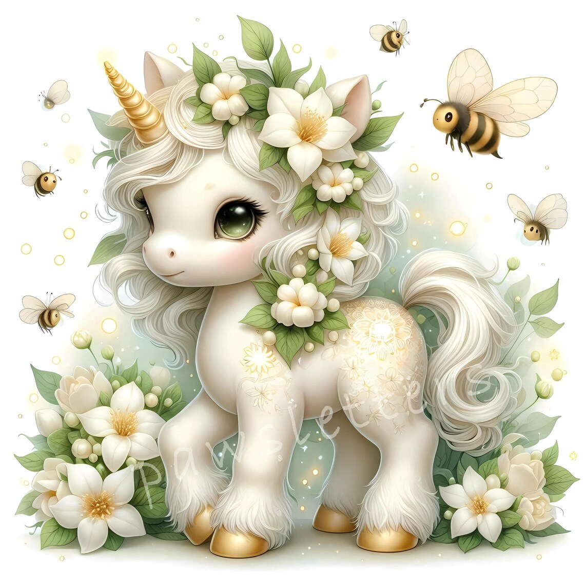 Floral Unicorns Clipart | Set of 10 | High Quality 300 DPI Jpegs ...
