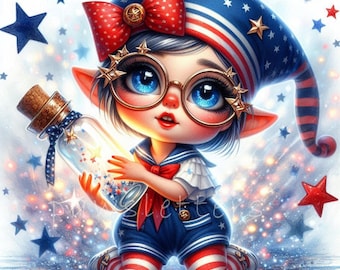 Vaterländisches Gnom-Clipart-Bündel, Vierter Juli amerikanischer Stolz, 4. Juli JPG, Kriegsveteranen-Tag, Gedenktag USA Zwerge, freie kommerzielle Nutzung