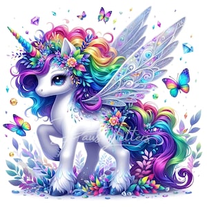 Watercolor Baby Unicorn Clipart 10 High Res Watercolor JPGs Rainbow Unicorn Clipart, Fantastical Cute Unicorn, Magic Unicorn, Commercial Use