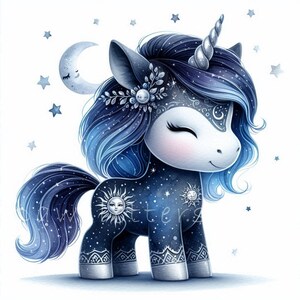 Winter Solstice Unicorn Clip Art 10 High Res Watercolor Jpgs for Junk ...