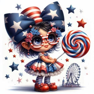 Bundle de cliparts gnome patriotique, fierté américaine du 4 juillet, JPG du 4 juillet, jour des anciens combattants, gnomes américains du Memorial Day, usage commercial gratuit