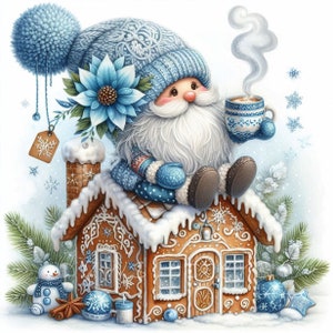 Christmas Gnome Clipart | Set of 10 | High Quality 300 DPI JPEGs | Watercolor Winter Gnome | Cute Gnomes Winter Holidays Christmas Graphics