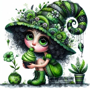 Clipart de gnomo de cobra encantada | Conjunto de 10 | JPEGs de 300 DPI de alta qualidade | Decoração de fantasia de gnomo de cobra | Clipart de cobra em aquarela | Artesanato em papel
