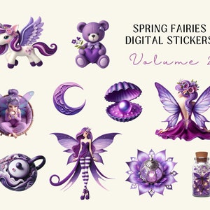 Frühlings-Feengarten, magische Fee, verzauberter Garten-Digital-Grafik, Garten-Feen-Magie-Digital-Aufkleber, digitales PNG-Grafik-Bundle