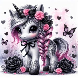 Floral Unicorns Clipart | Set of 10 | High Quality 300 DPI JPEGs | Watercolor Baby Unicorn Printables Art | Nursery Decor | Commercial Use