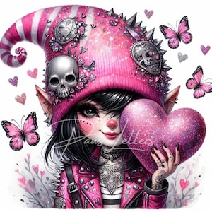 10 JPG Watercolor romantic gnome, Whimsical art halloween gnome clipart, Spooky season halloween crafts, Halloween printable, Gothic clipart