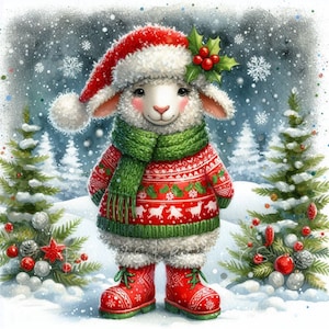 Christmas Animals Clipart | Set of 10 | High Quality 300 DPI JPEGs | Winter Clipart | Apparel | Watercolor | Paper Craft | Digital Download