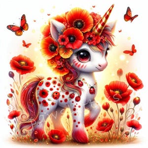 Floral Unicorns Clipart | Set of 10 | High Quality 300 DPI JPEGs | Spring Summer Printables Art | Floral Clipart, Magical Nursery Clipart