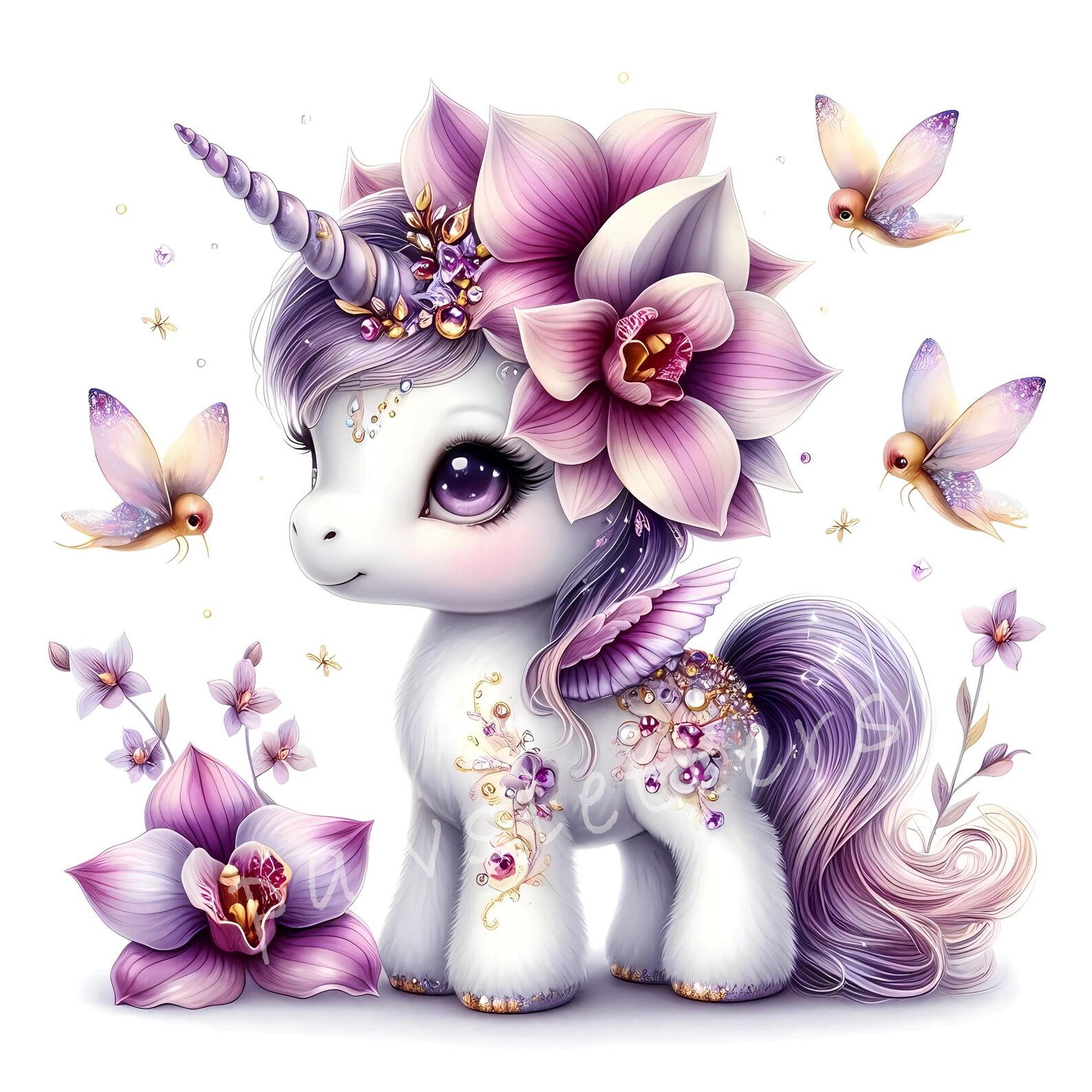 Floral Unicorns Clipart | Set of 10 | High Quality 300 DPI Jpegs ...