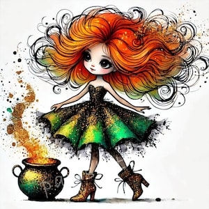 Pot de clipart poupée magique | Lot de 10 | JPEG 300 ppp haute qualité | Imprimables Spring Dolls, Saint-Patrick | Téléchargement numérique, utilisation commerciale