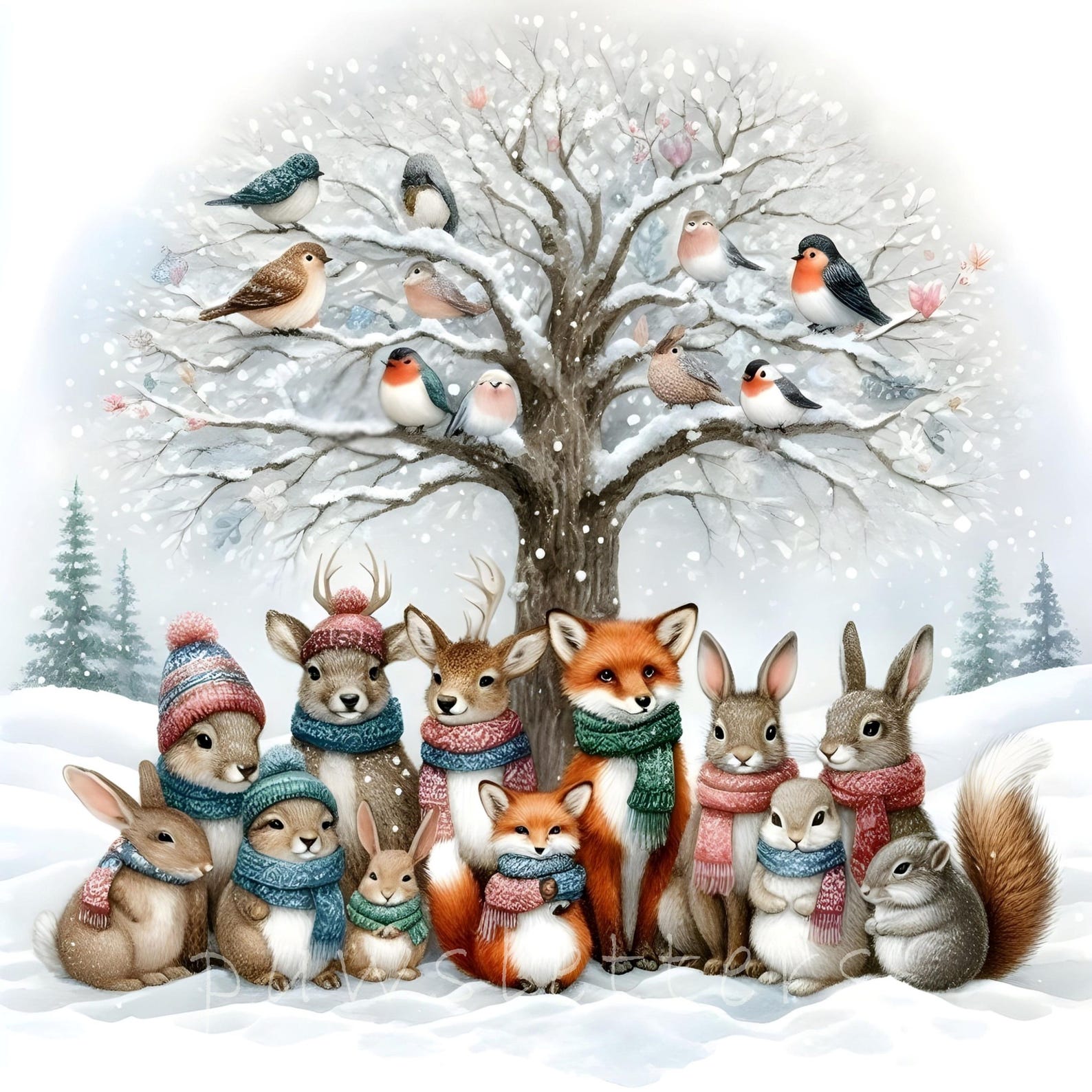 Winter Woodland Animals Art 10 High Res Watercolor Jpgs Winter Animals ...