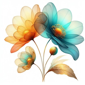 Tropical Vibes Abstract Flowers Clipart | Dried Flowers Printables, Instant Download, Junk Journals, Florals Clipart Pack | Flowers Wall Art Boho Style Printables | Digital Crafting Journal Inserts Summer Vibes png Commercial Use Trendy Floral Design