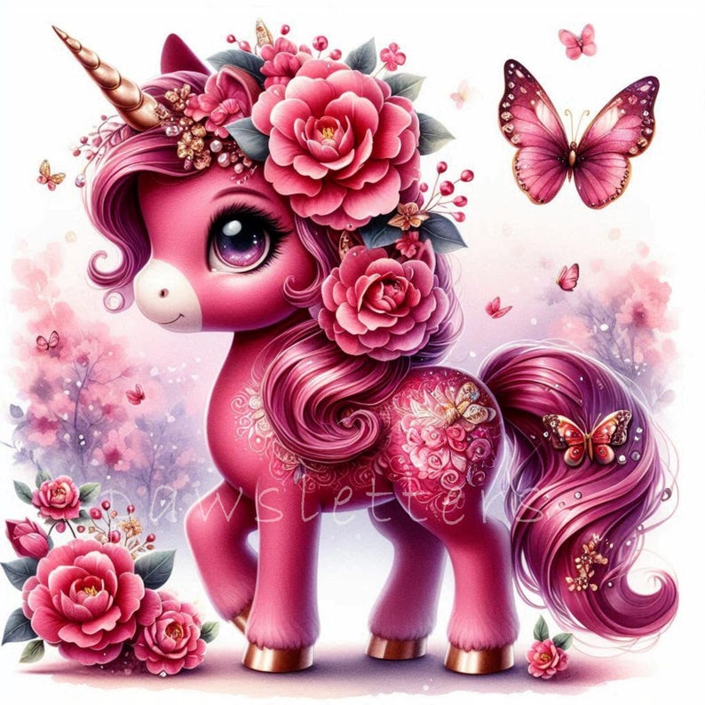 Floral Unicorns Clipart | Set of 10 | High Quality 300 DPI Jpegs ...