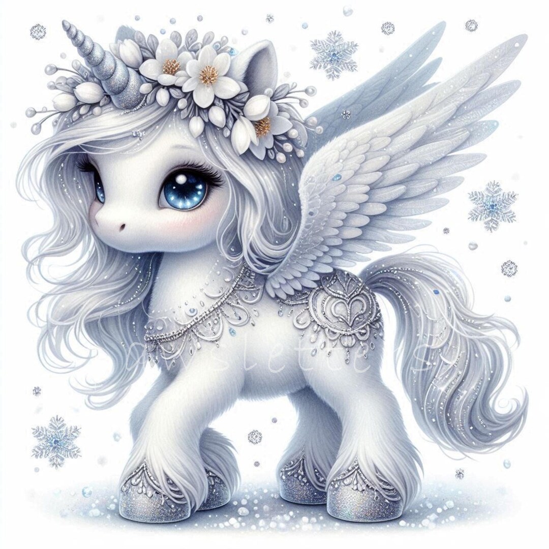 Snowdrop Elegance Unicorn Clip Art 10 High Res Watercolor Jpgs for Junk ...
