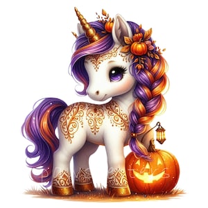Halloween Kürbis Einhorn Clipart | Set aus 10 PNGs | Halloween png, Aufkleber png, Tasse png, Trending png | Nettes gruseliges Einhorn Digitales Kunsthandwerk