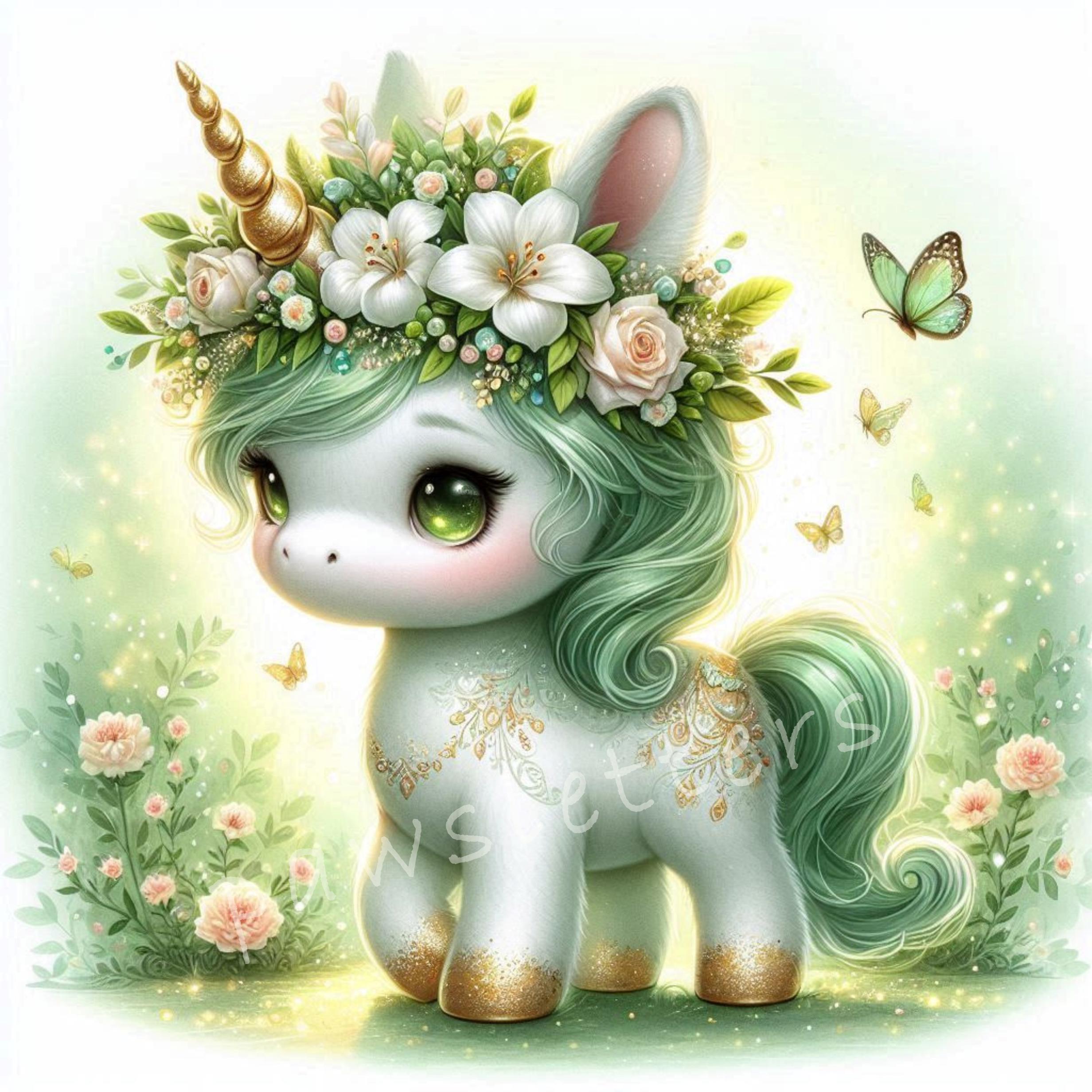 Floral Unicorns Clipart | Set of 10 | High Quality 300 DPI Jpegs ...