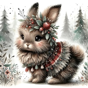 Clipart bois Boho, 10 haute qualité 300 DPI JPGs Clipart mignon animaux des bois, bébés animaux animaux de la forêt Boho, chambre d'enfant des bois d'hiver