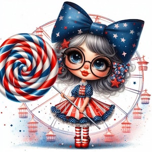 Bundle de cliparts gnome patriotique, fierté américaine du 4 juillet, JPG du 4 juillet, jour des anciens combattants, gnomes américains du Memorial Day, usage commercial gratuit
