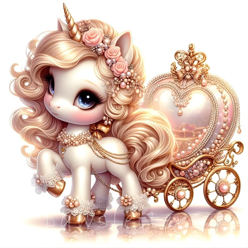 10 JPG Little Princess Unicorn Clipart, Pink Carriage Valentine Clipart ...