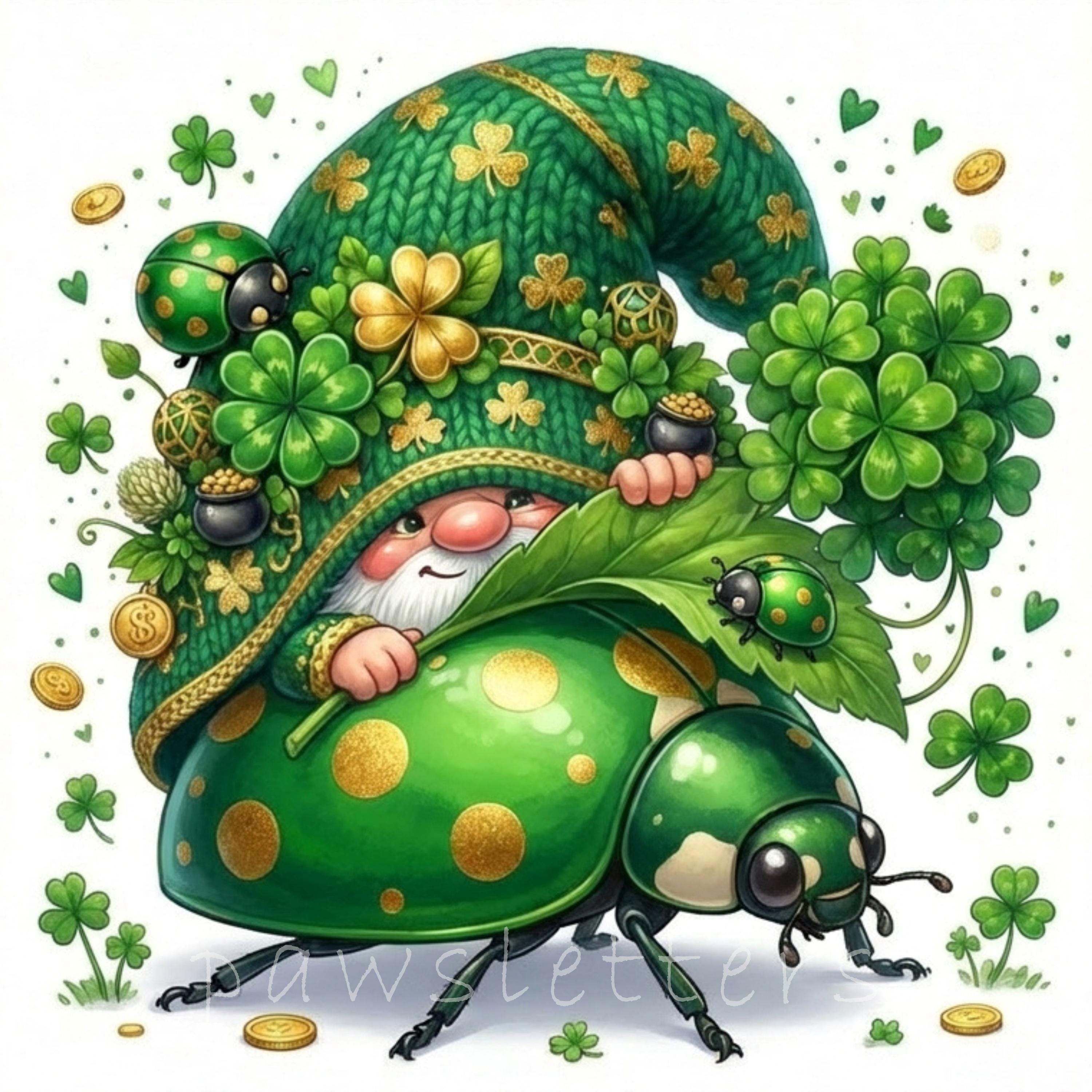 15 JPG Whimsical St Patrick's Day Gnome Clipart - Watercolor Lucky ...