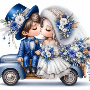 10 graziose clipart di coppie di sposi, immagini stampabili di sposi e sposi, set di JPG di coppie innamorate, download digitale, scrapbooking di matrimonio con carta