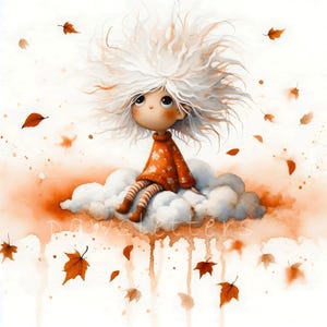 Dreamy Cloud Clipart | 10 Celestial Wanderer Girls JPG | Whimsical Sky Digital Art | Commercial Use Printable | Fantasy Cloud Art, Whimsical